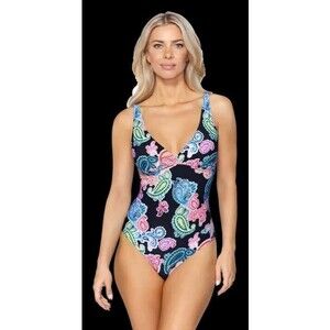 NWT LEILANI swimsuit 6 paisley bright colors tank maillot One-piece lined